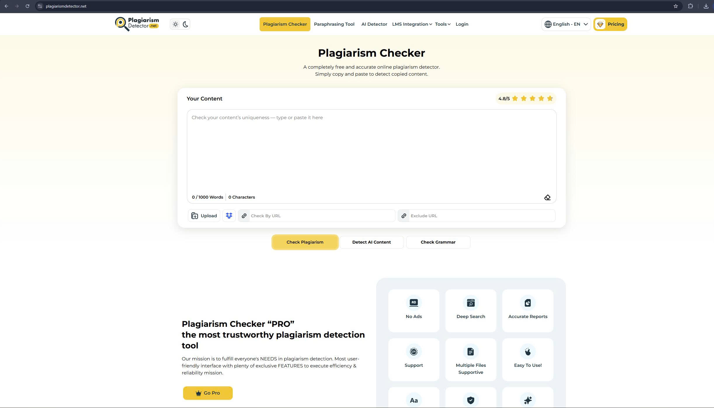PlagiarismDetector.net Homepage