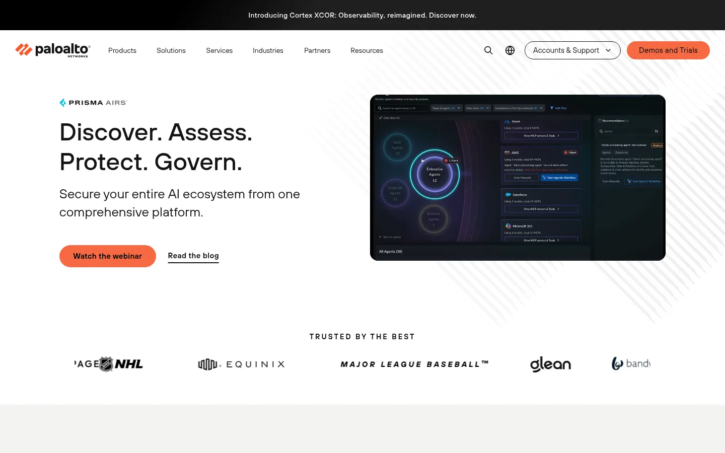Protect AI website, showing the Palo Alto Networks Prisma AIRS page that protectai.com now opens