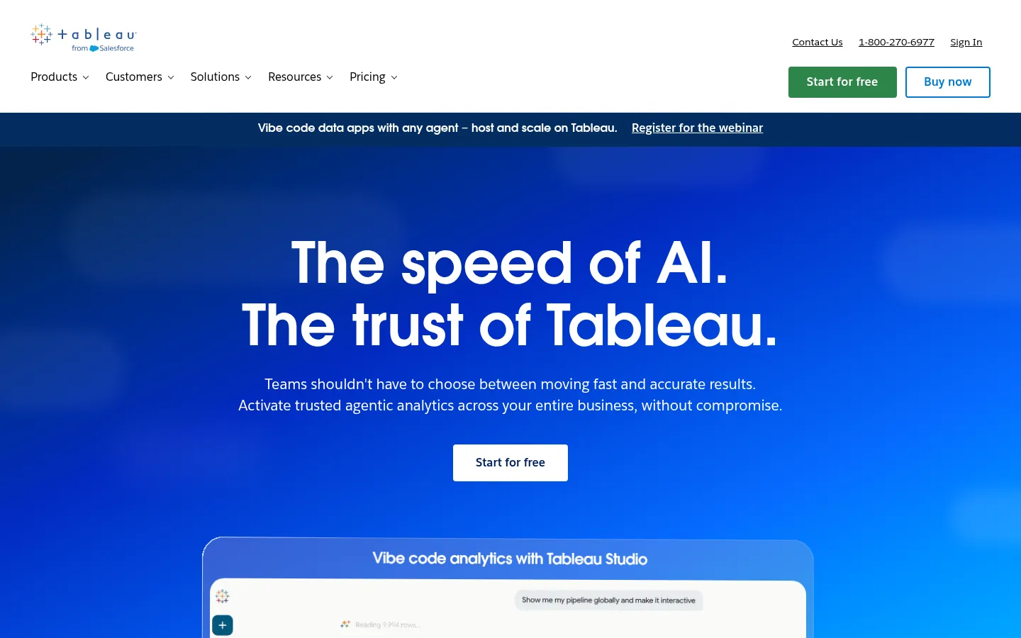 Tableau website, showing the Tableau home page