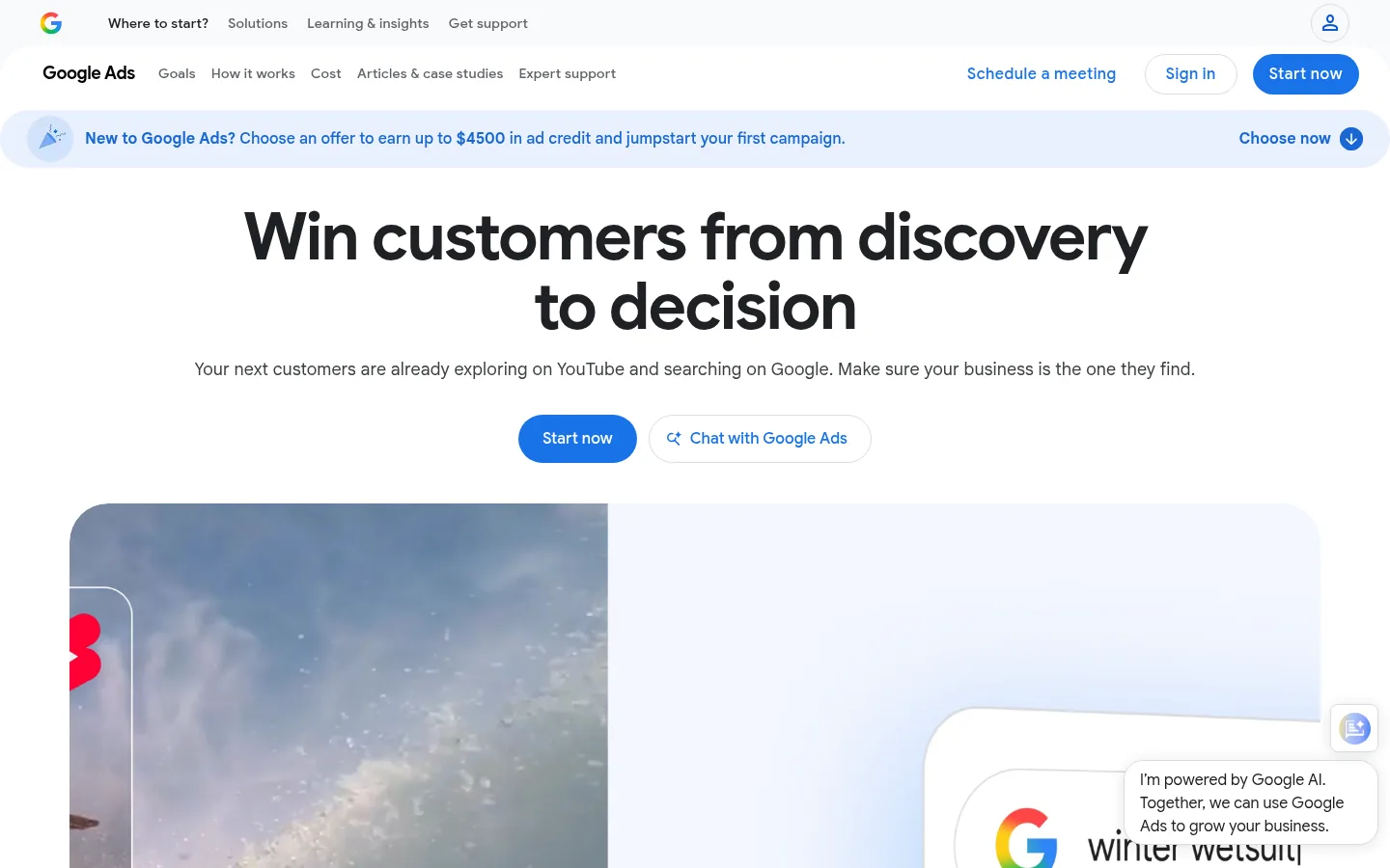 Google Ads website, showing the product page
