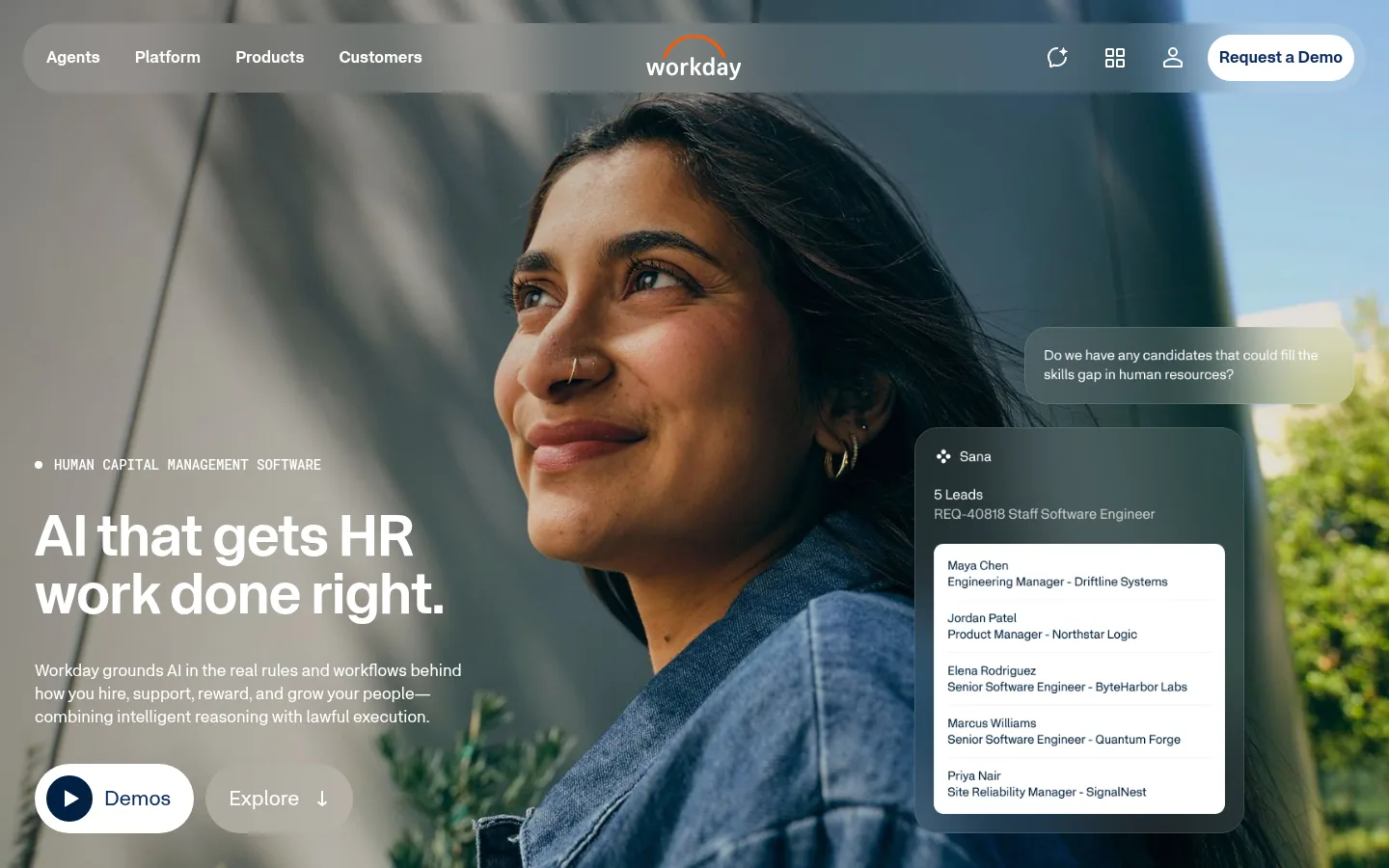 Workday HCM website, showing the homepage