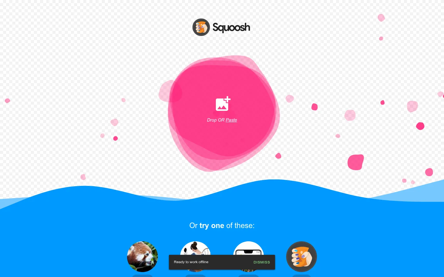 Squoosh website, showing the homepage