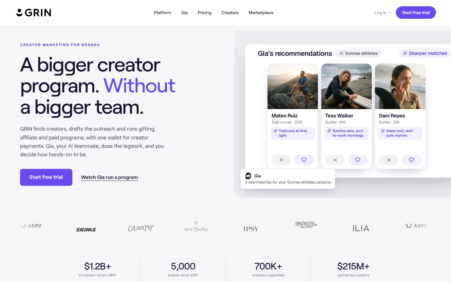 GRIN website, showing the homepage