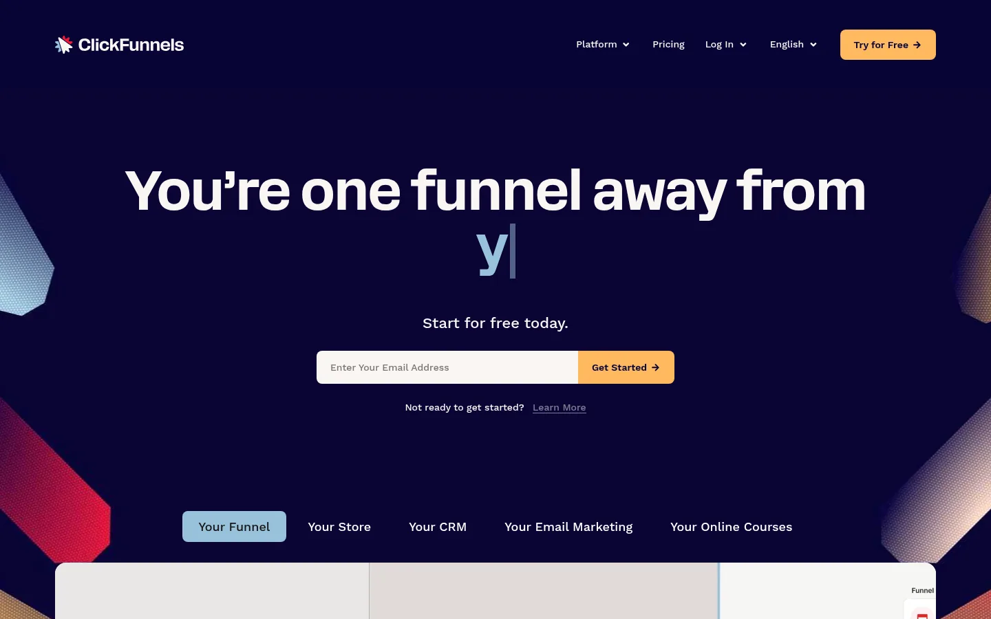 ClickFunnels website, showing the homepage
