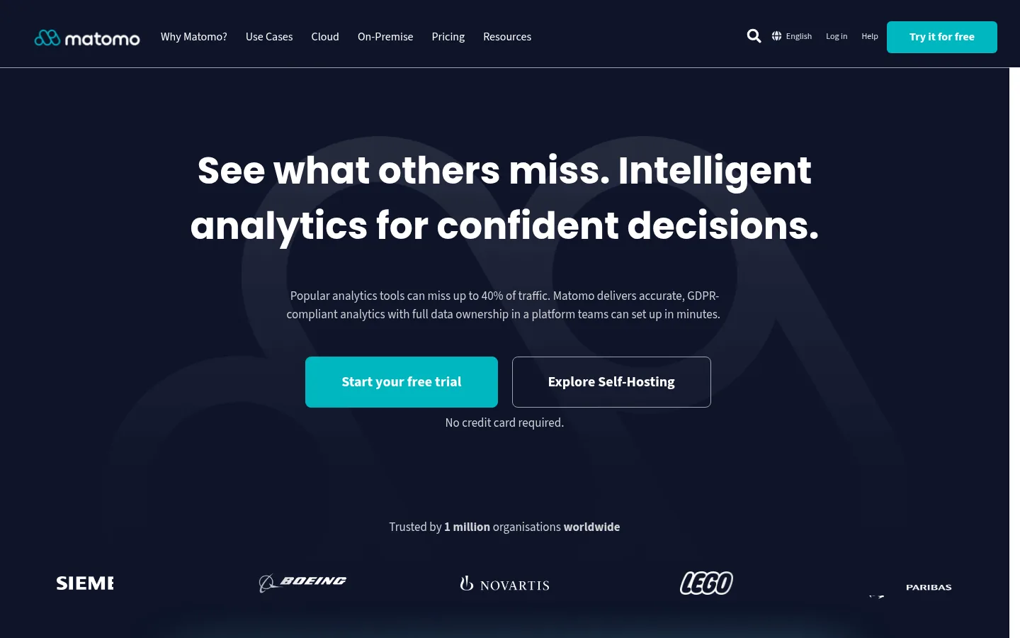 Matomo website, showing the homepage