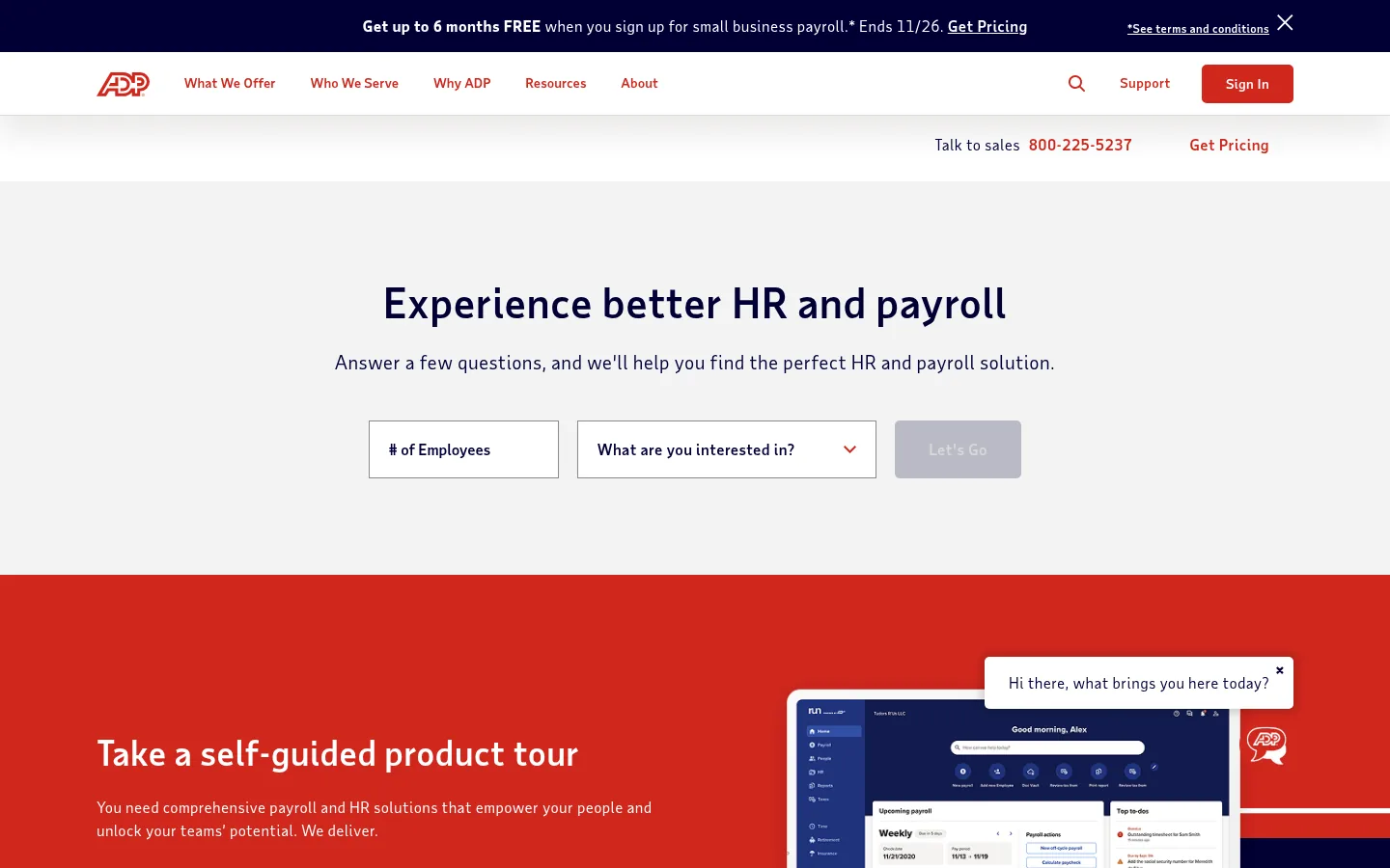 ADP website, showing the homepage