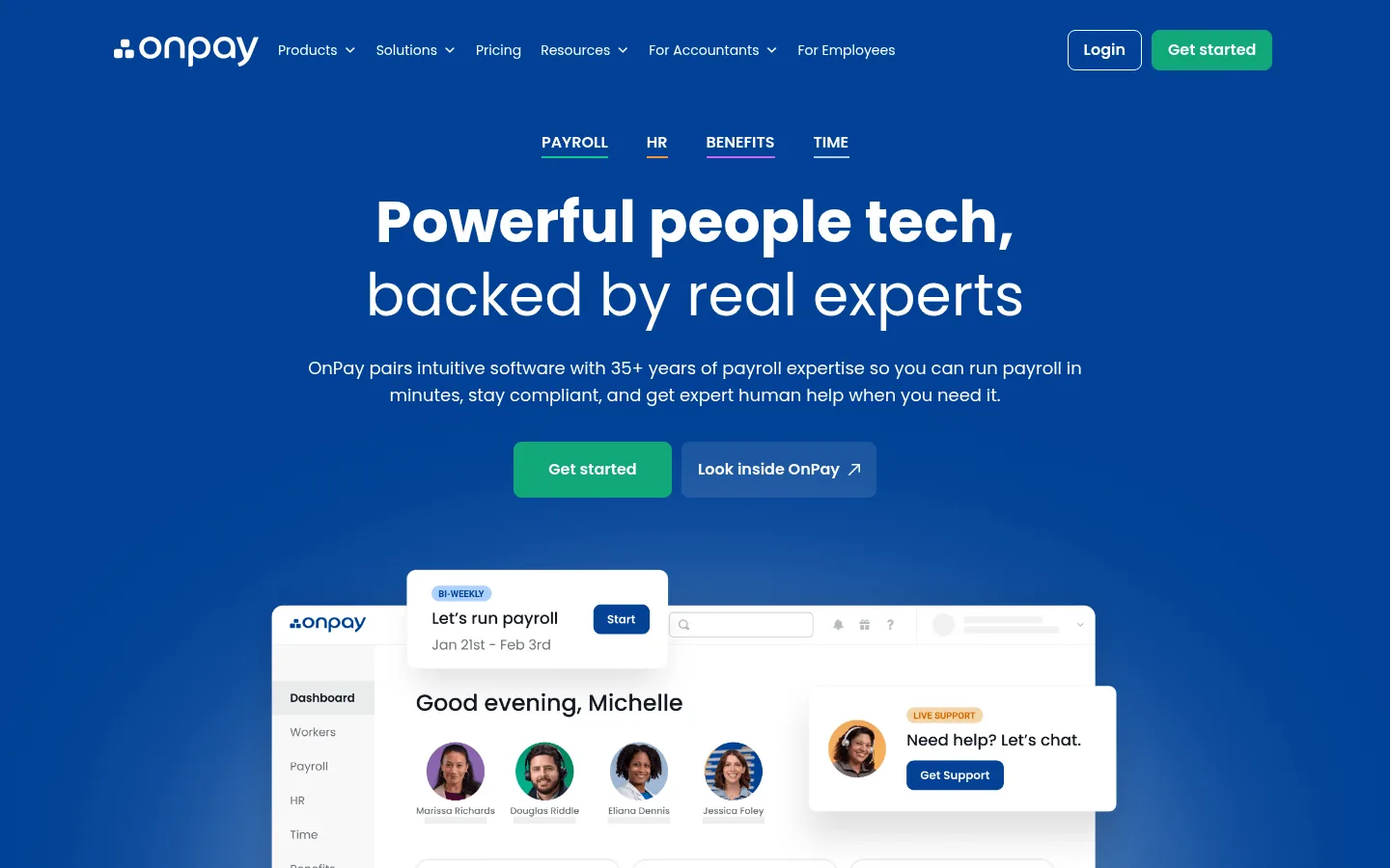 OnPay website, showing the homepage