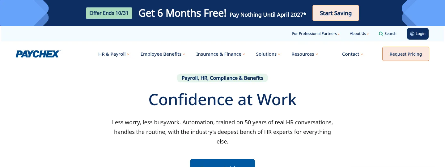 Paychex website, showing the homepage