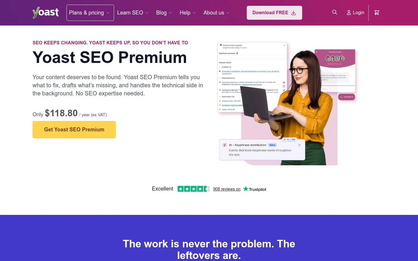 Yoast SEO website, showing the Yoast SEO Premium product page