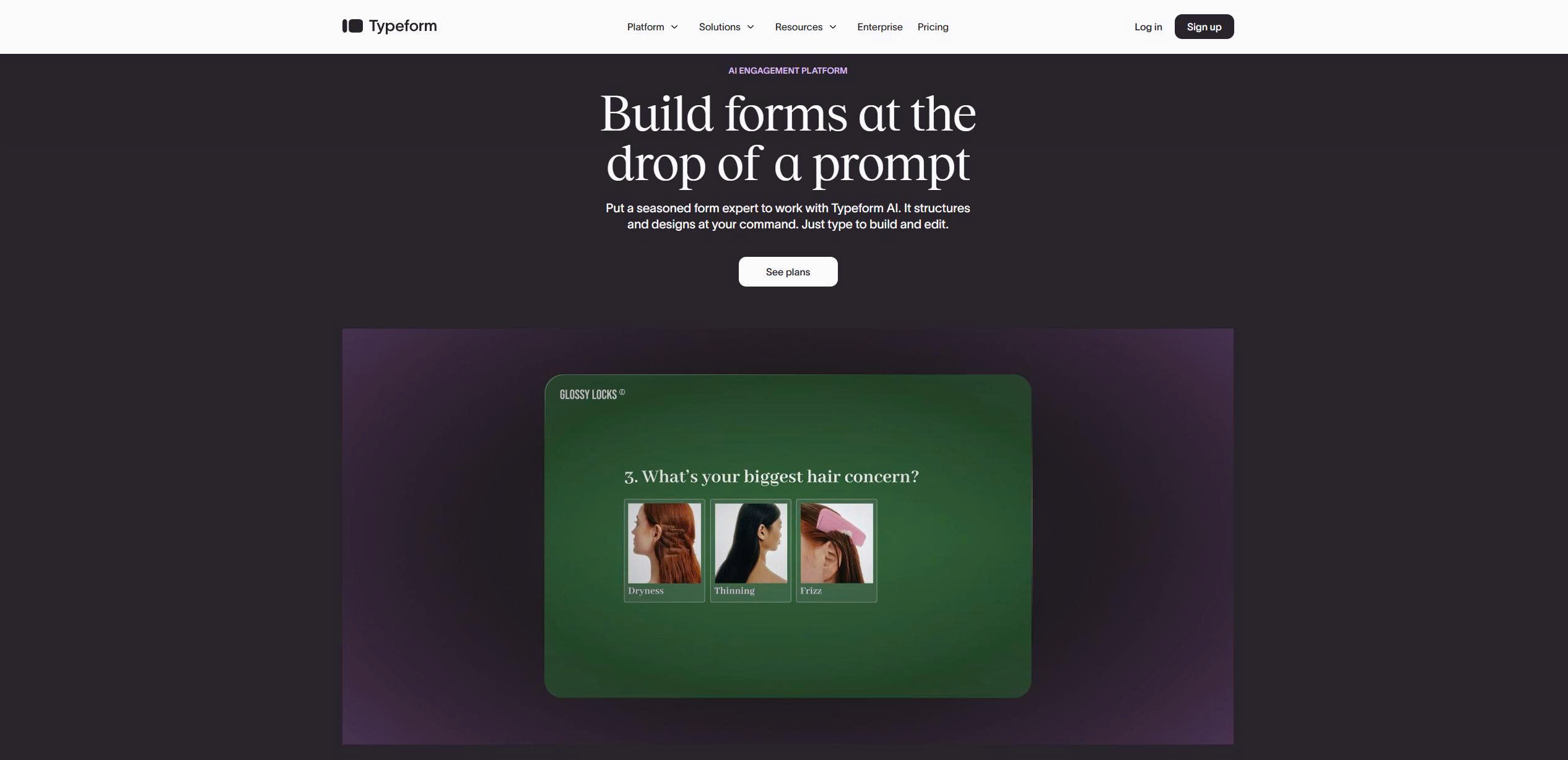 Typeform Customer Survey Tool homepage