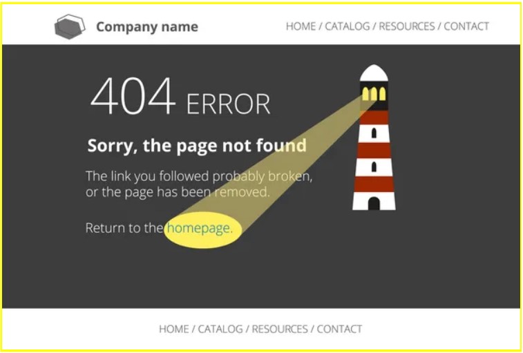  A 404 error page design featuring a lighthouse in the dark