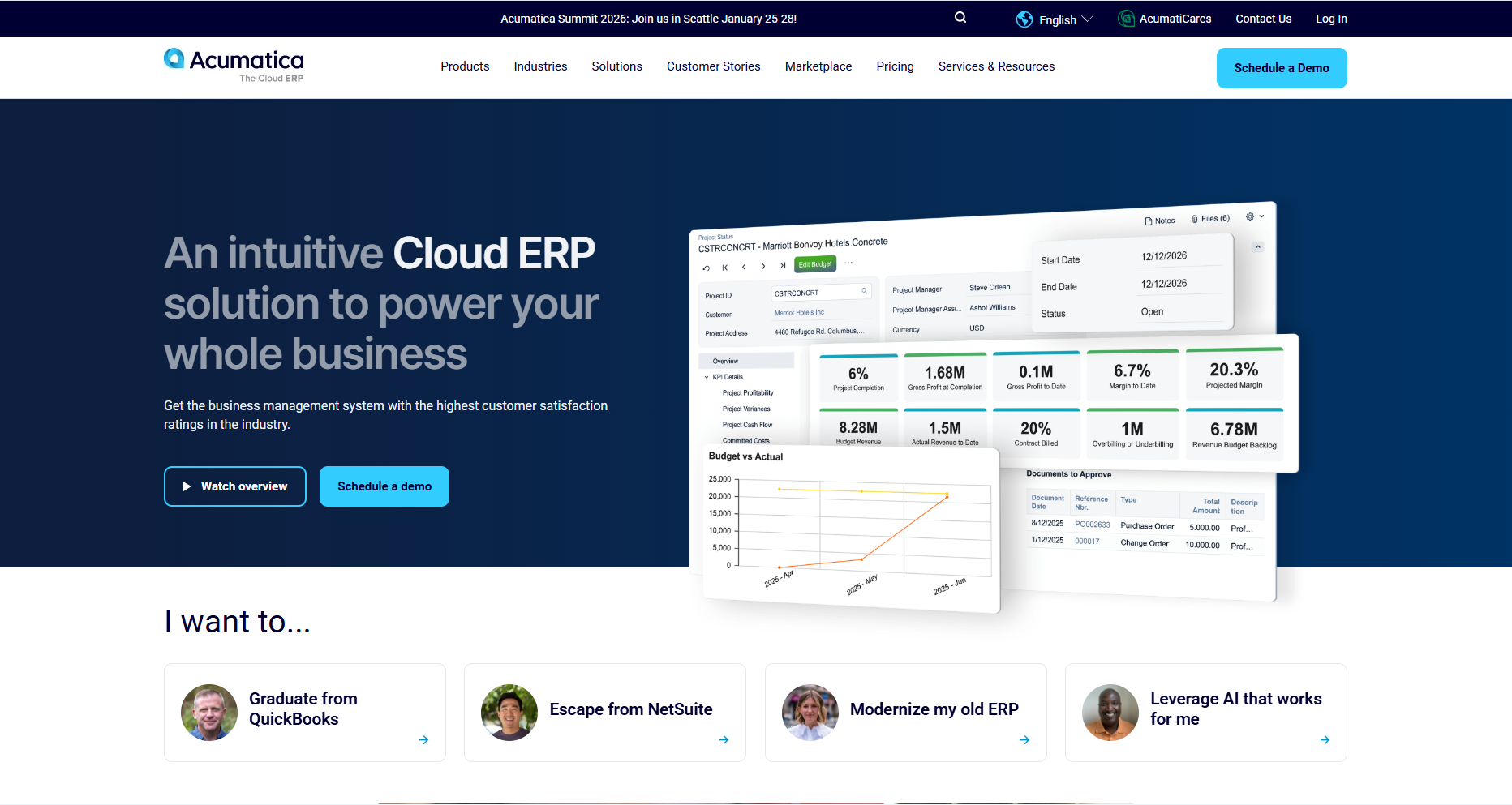 Acumatica ERP Platform Homepage