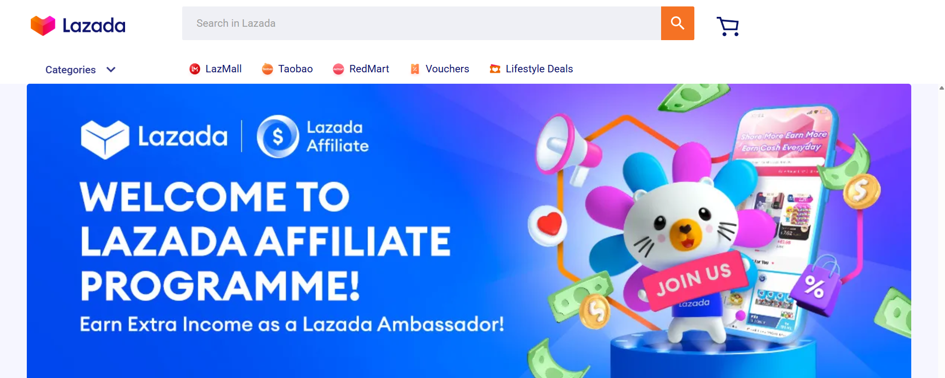 Lazada Affiliate Program webpage