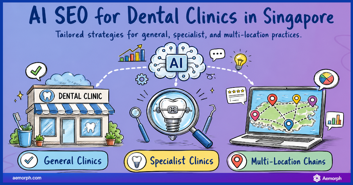 AI SEO for dental clinics in Singapore covering general, specialist, and multi-location strategies