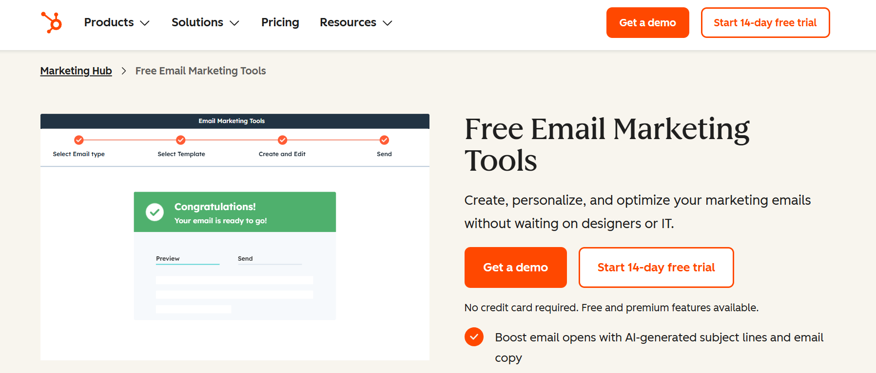 Hubspot webpage