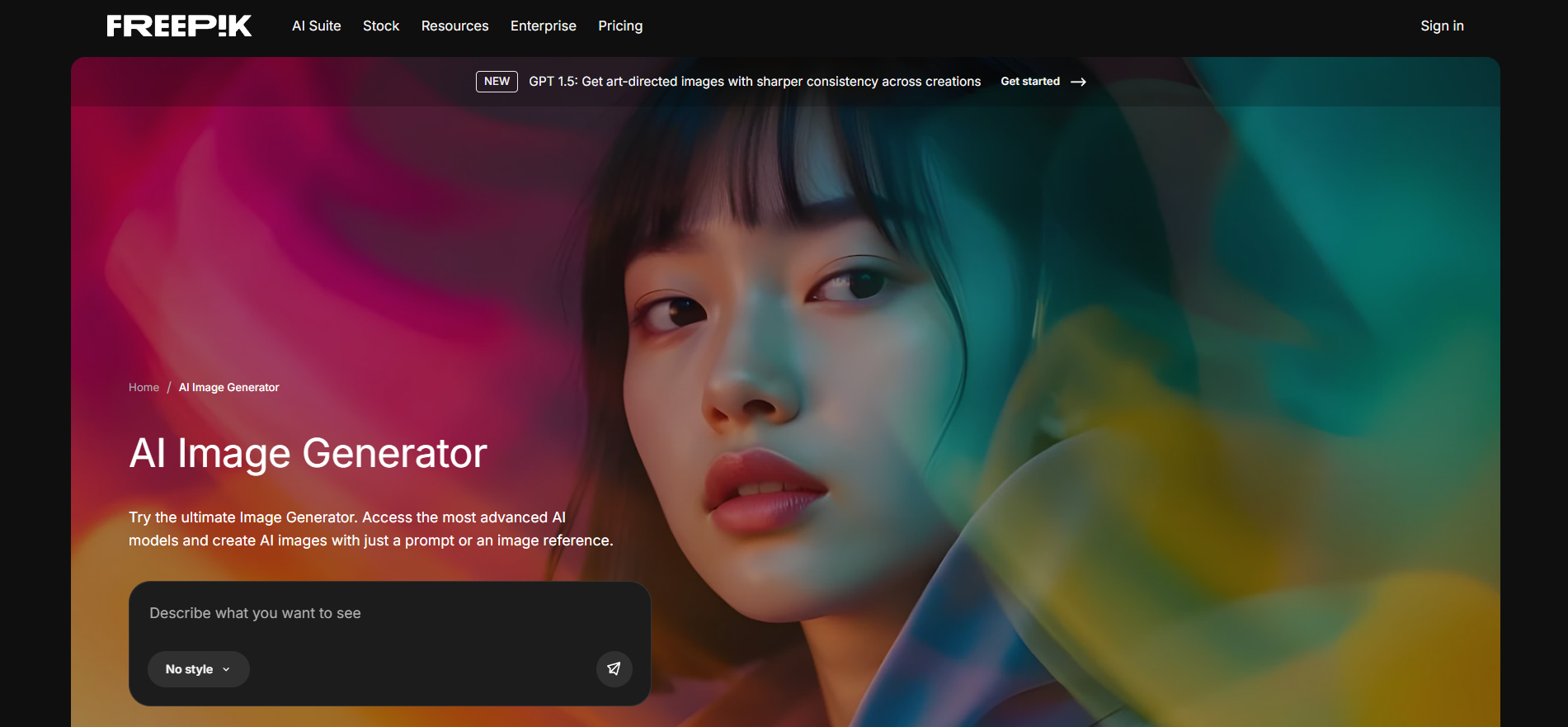 Freepik Image Generator Webpage