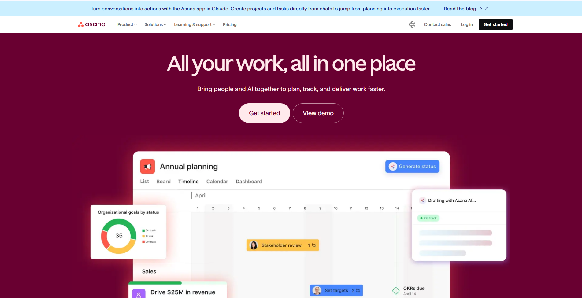Asana Async Communication Tools Homepage