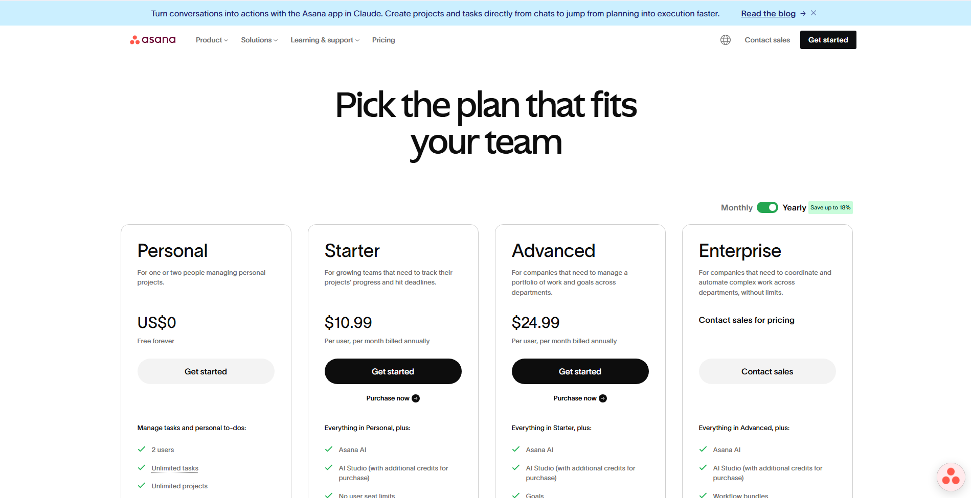 Asana Async Communication Tools Pricing