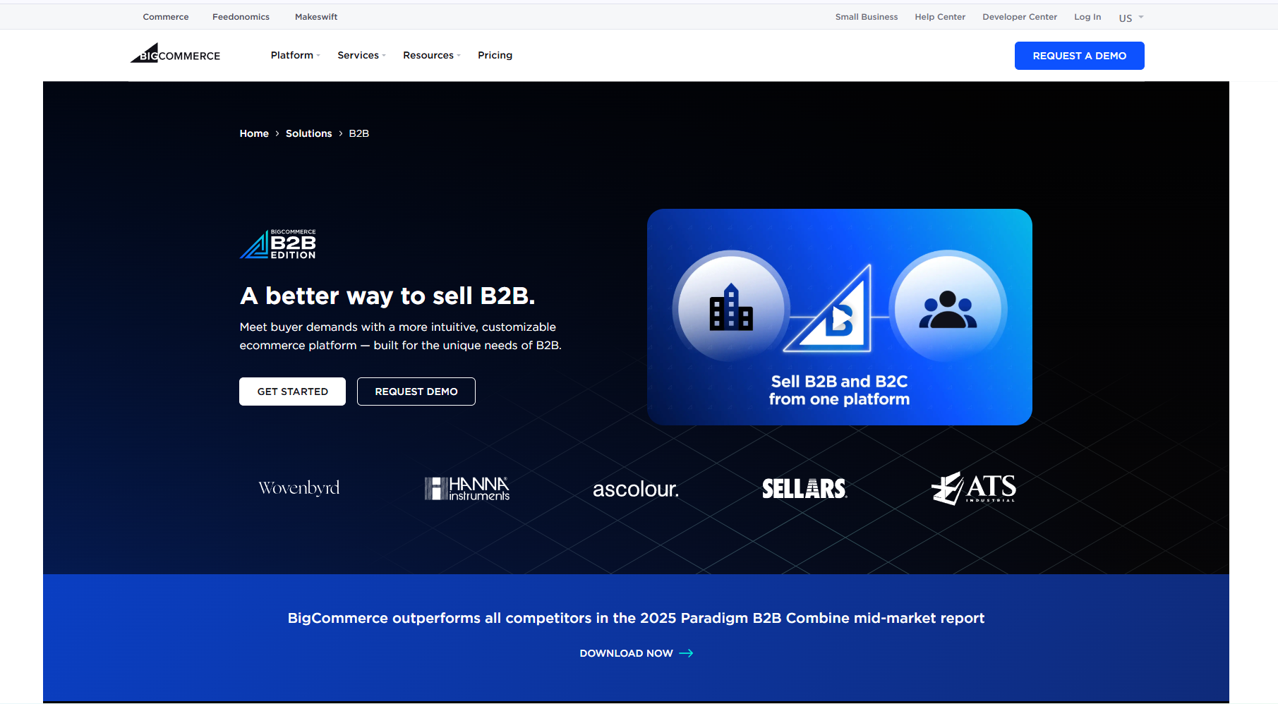BigCommerce B2B Platform Homepage