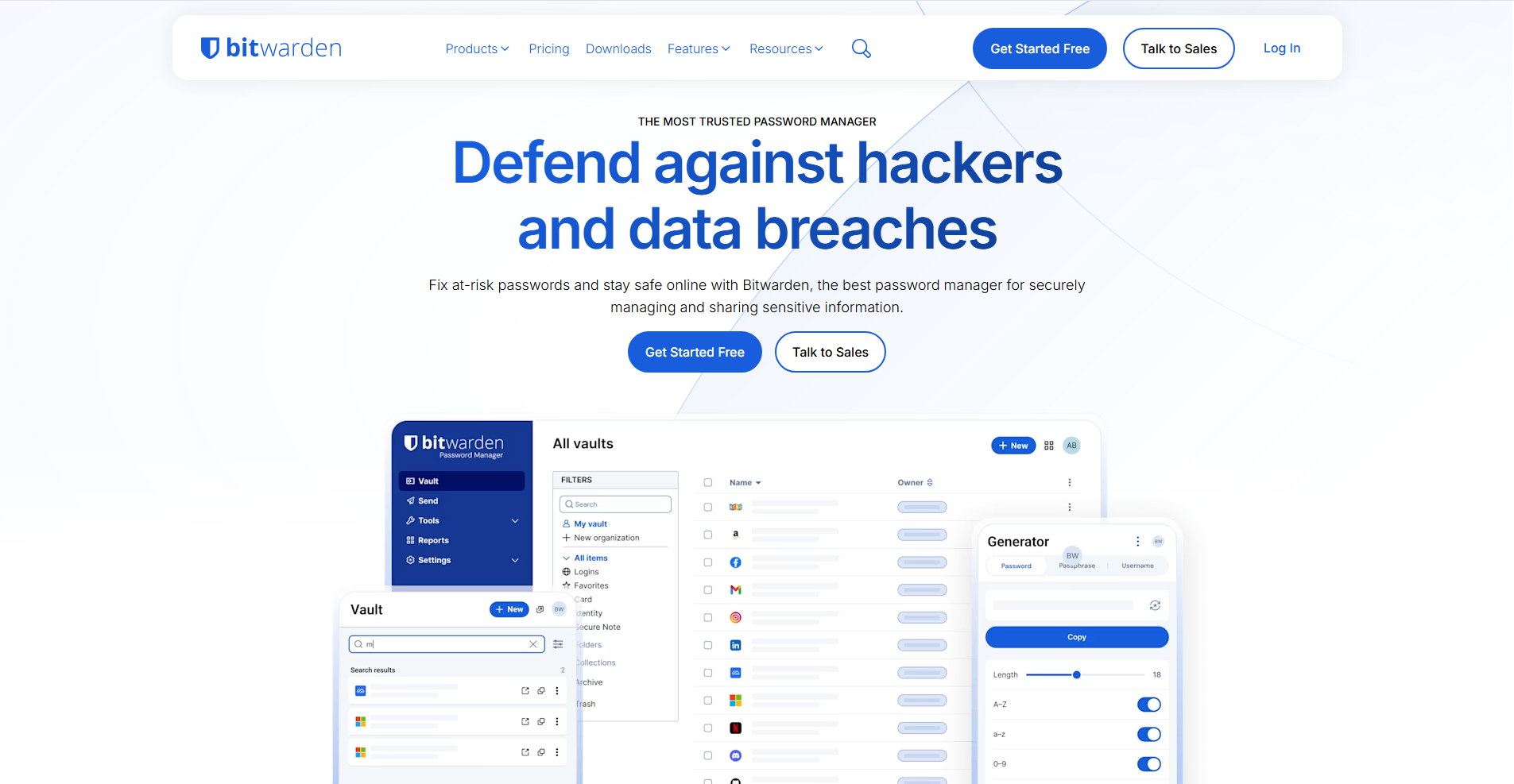 Bitwarden Password Managing Tools Homepage
