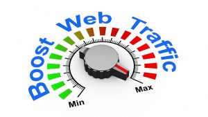 3d knob pointing at maximum showing boost web traffic text
