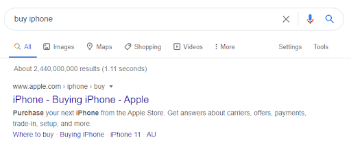 google search result for buy iphone