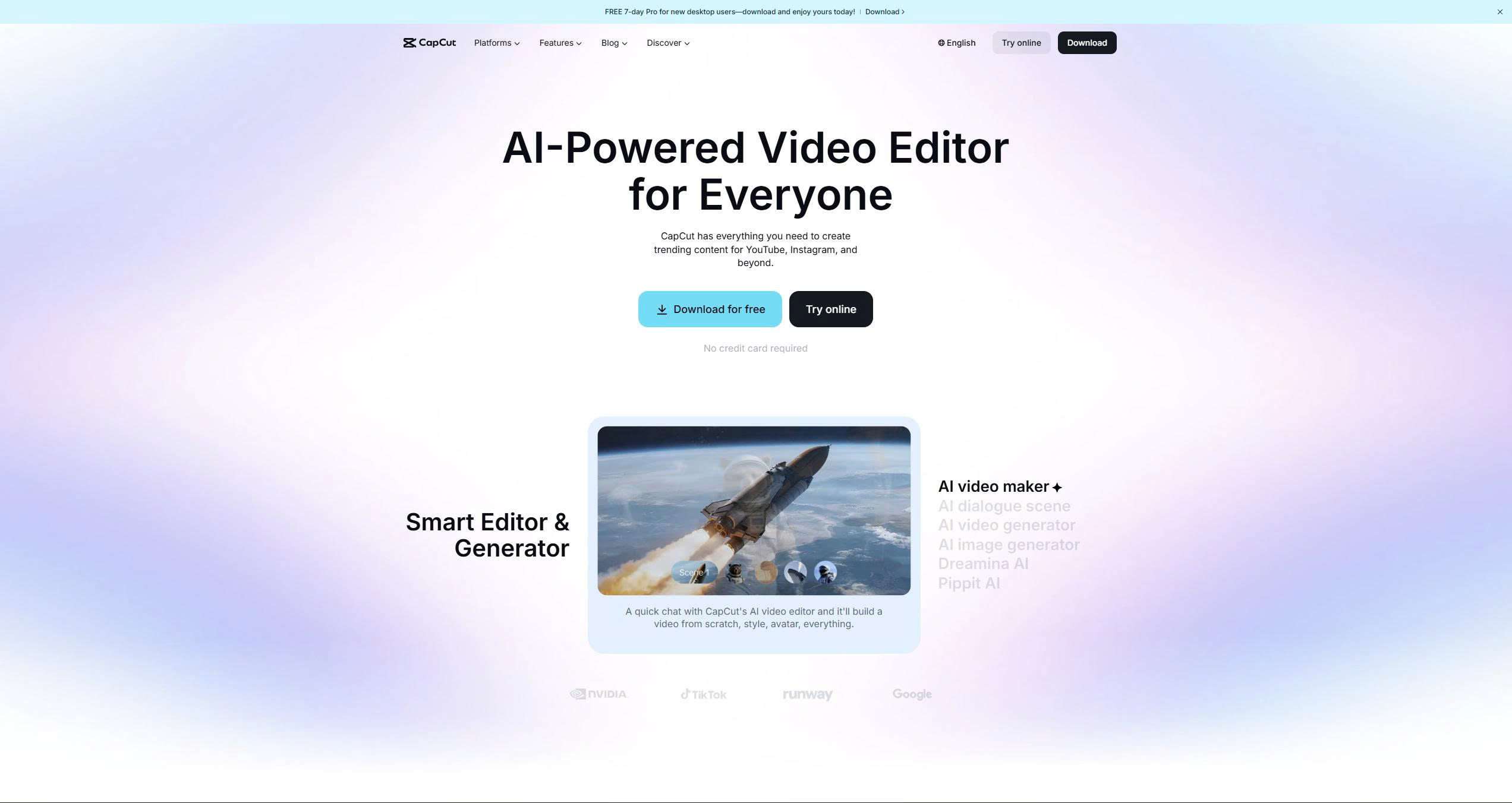 Capcut Mobile Editing Tool Homepage