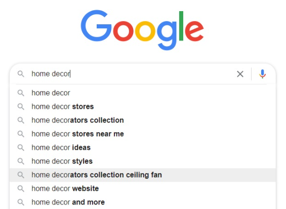 Suggested queries on the word “home decor”