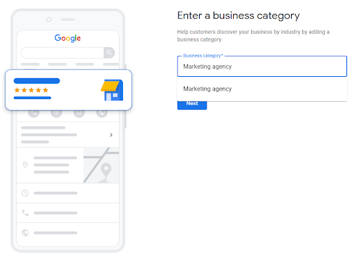 GMB business category field