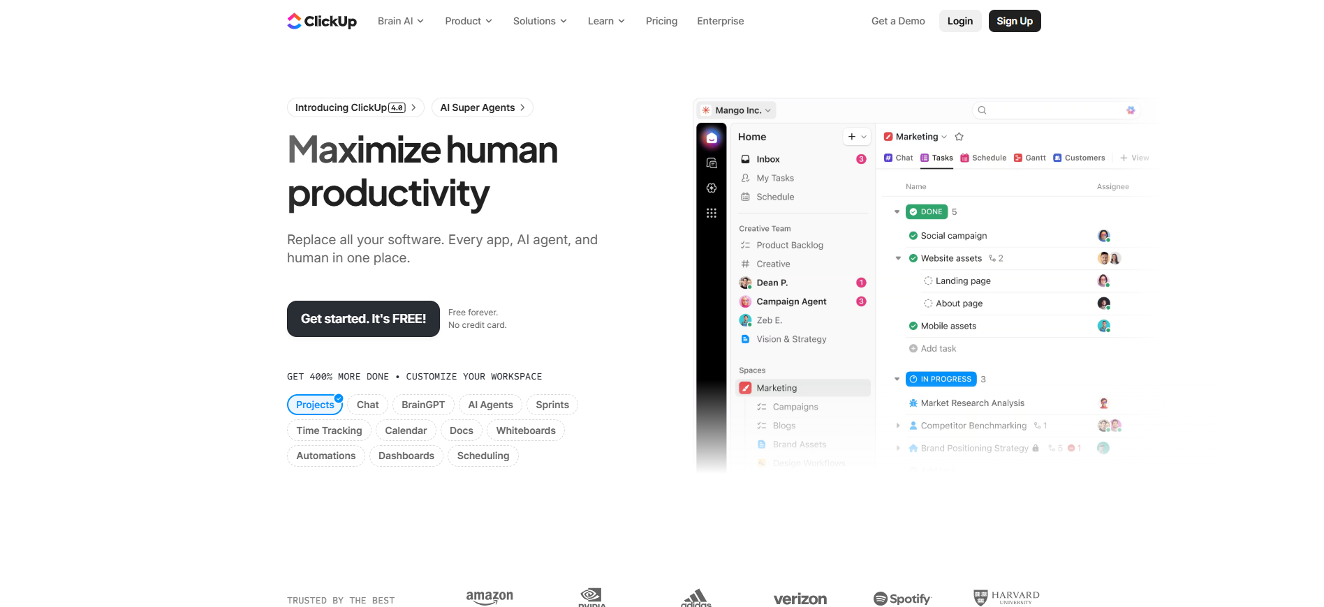 ClickUp Homepage