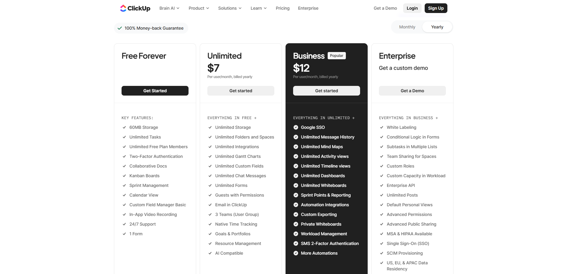 ClickUp Pricing Plan