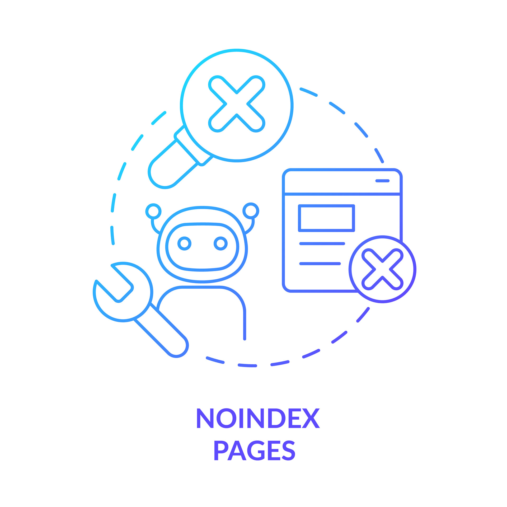 noindex pages text with x icons