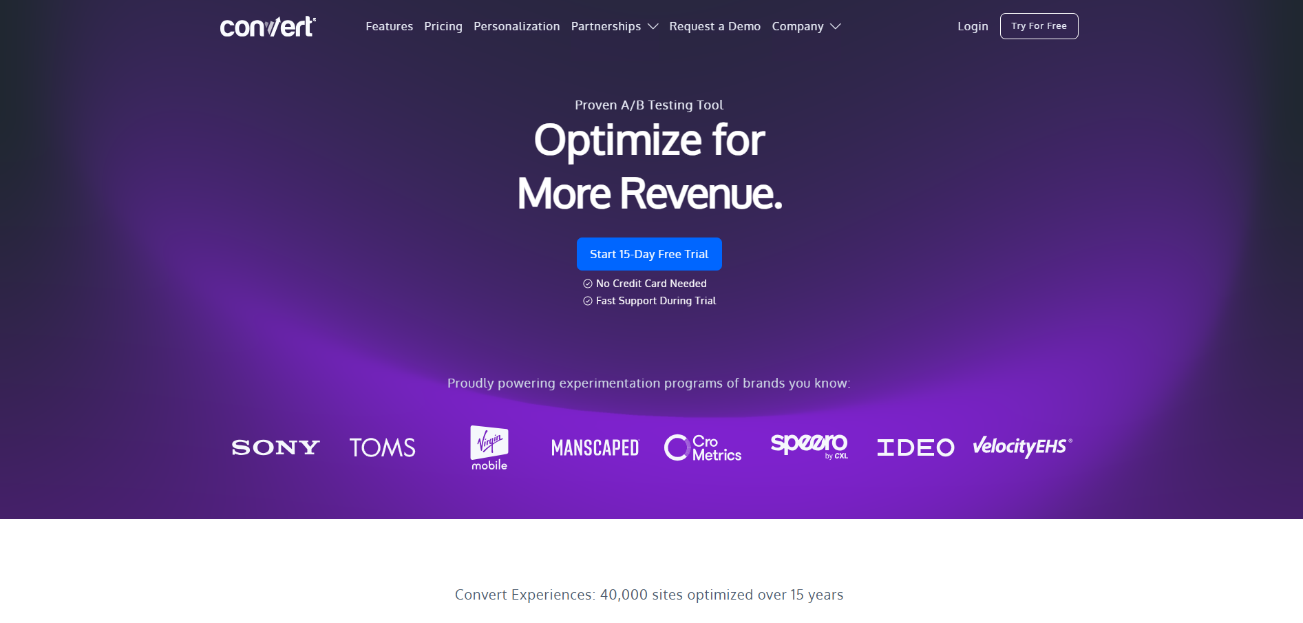Convert Experience Homepage