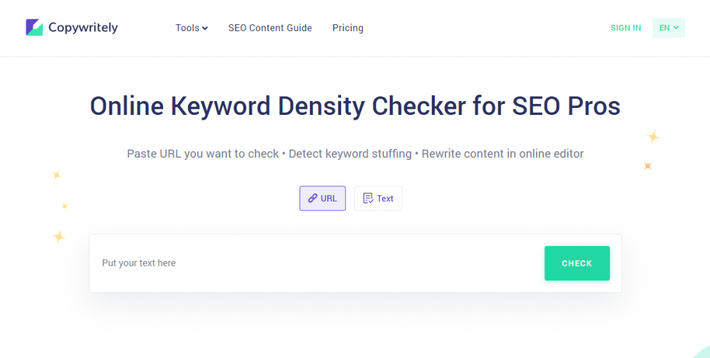 Copywritely Keyword Density Checker Tool