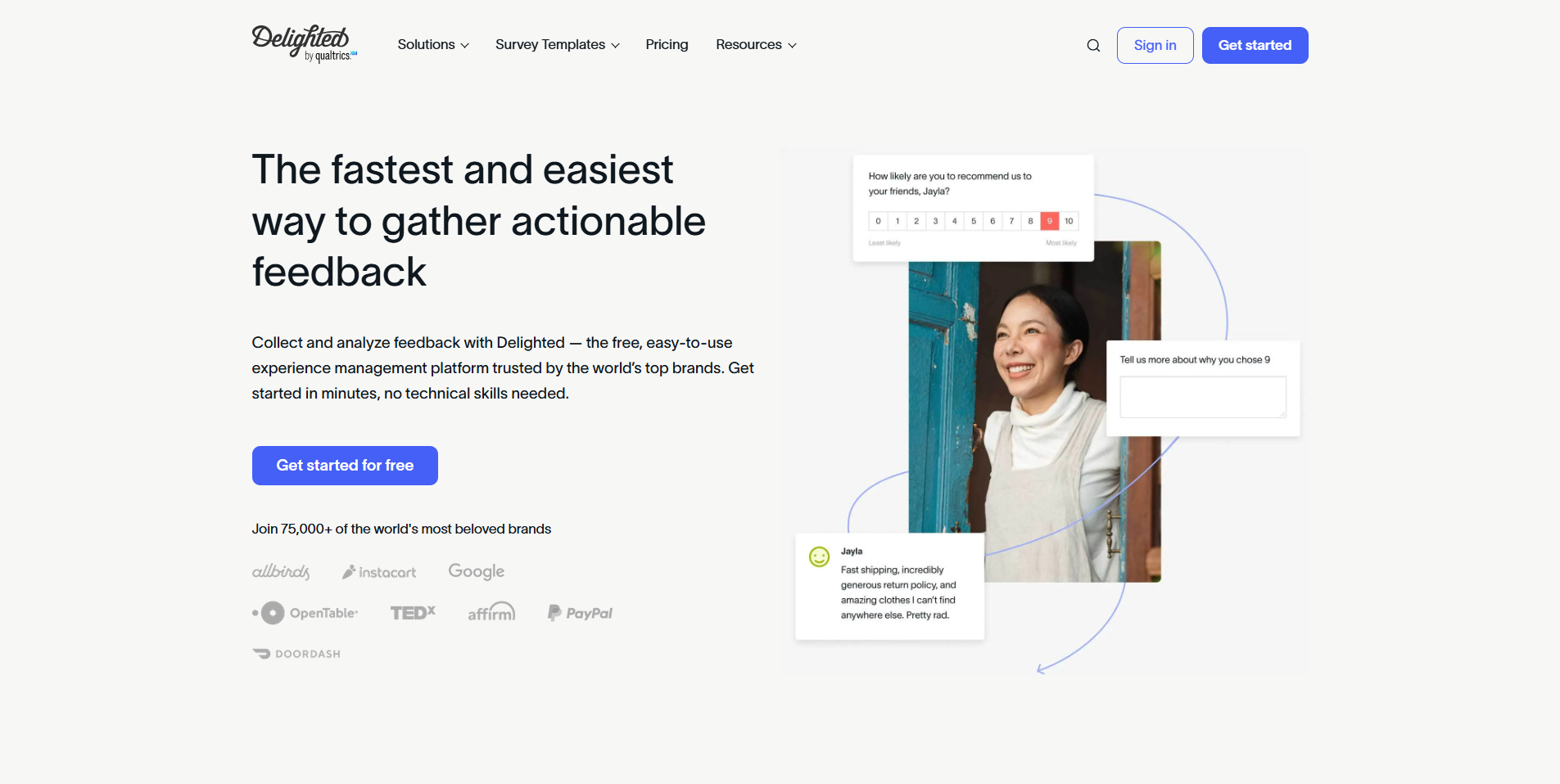 Delighted Customer survey tool homepage for complex surveys