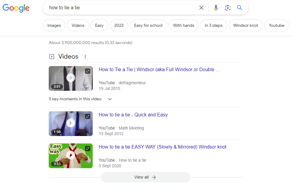 Example of Video featured snippet