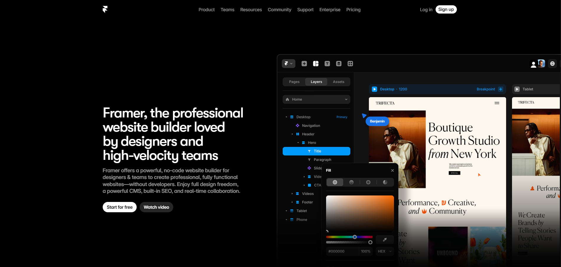 Framer AI Website Builder Homepage
