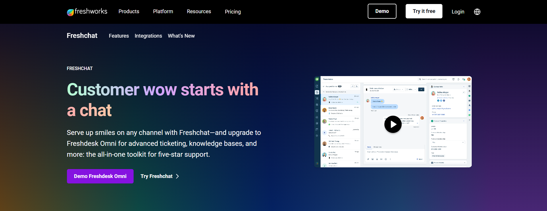 Freshchat homepage