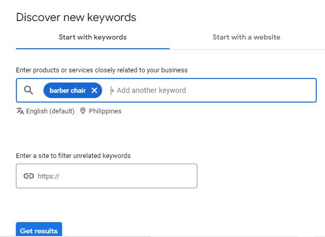 Search keywords in Keyword Planner