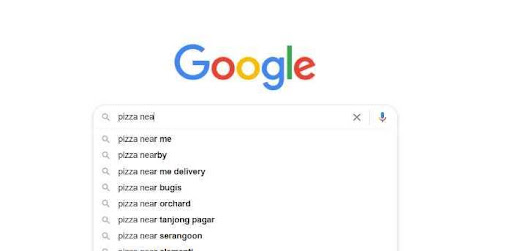A screenshot of google suggestions for “pizza”