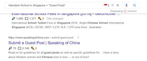 example query for guest posting to enter in the searchbar
