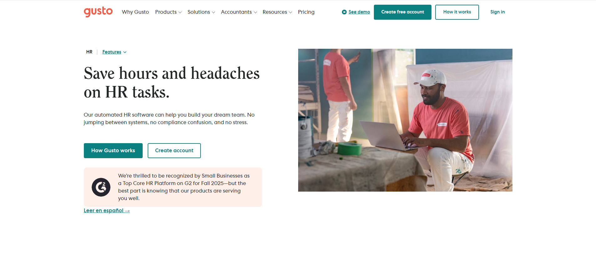 Gusto Human Resource Tool Homepage