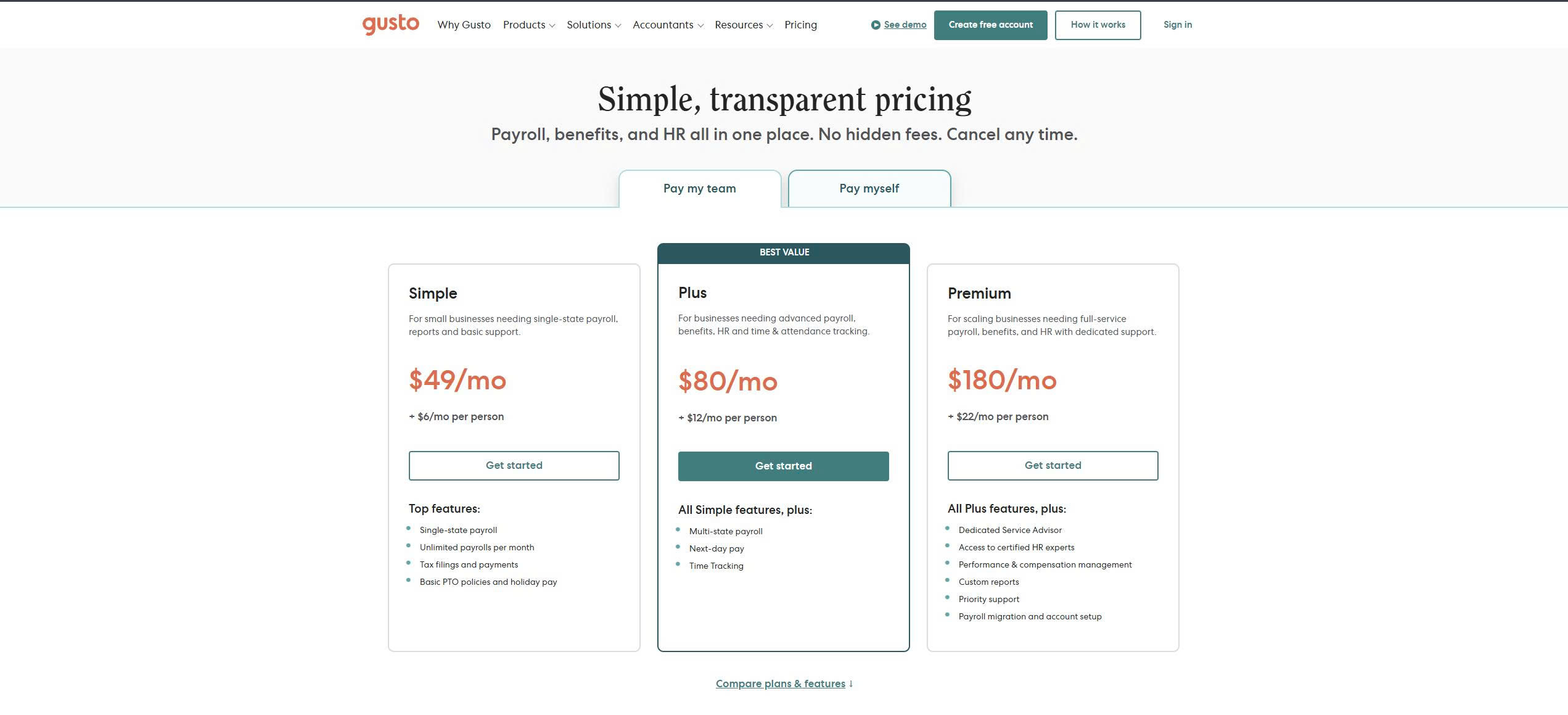 Gusto Payroll Management Pricing