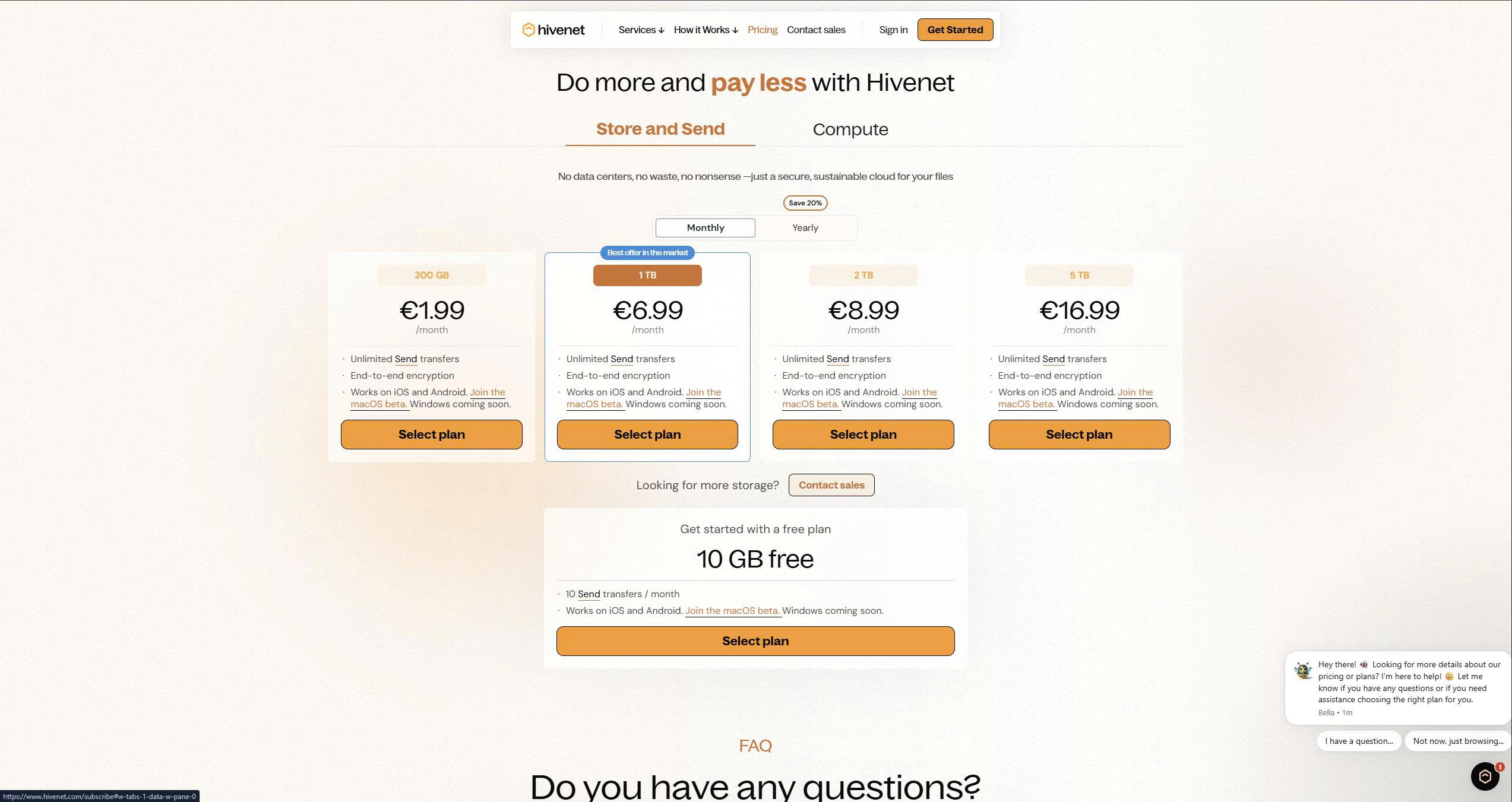 Hivenet File Sharing Tools Pricing