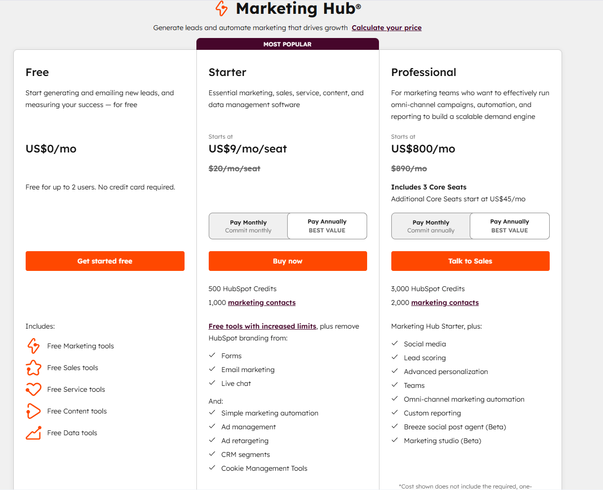 Hubspot Pricing