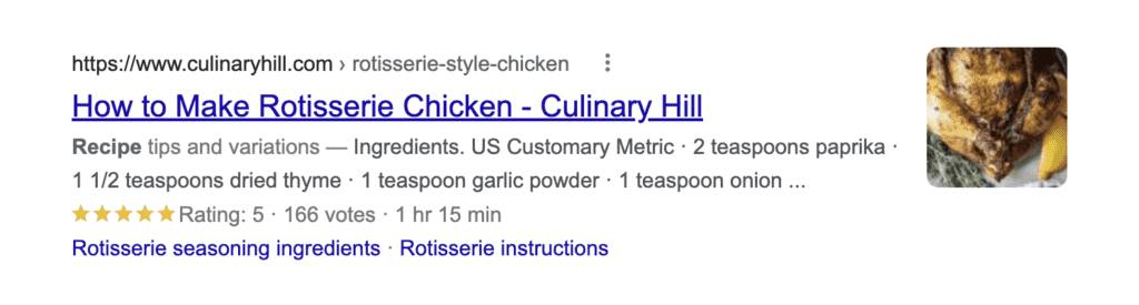 ví dụ về recipe snippet