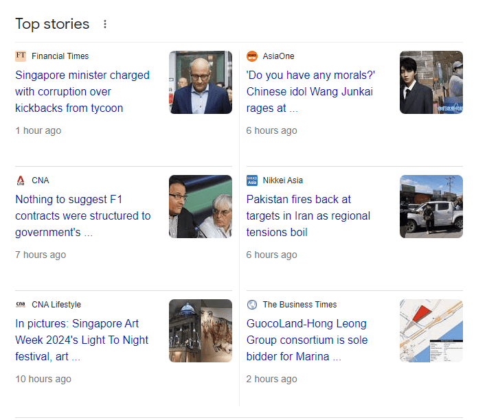 ví dụ về top stories snippet