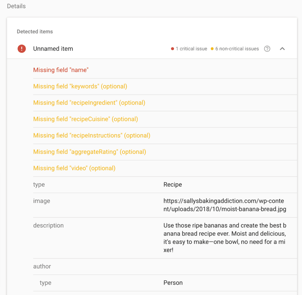 làm thế nào để kiểm tra chi tiết kết quả của dữ liệu có cấu trúc