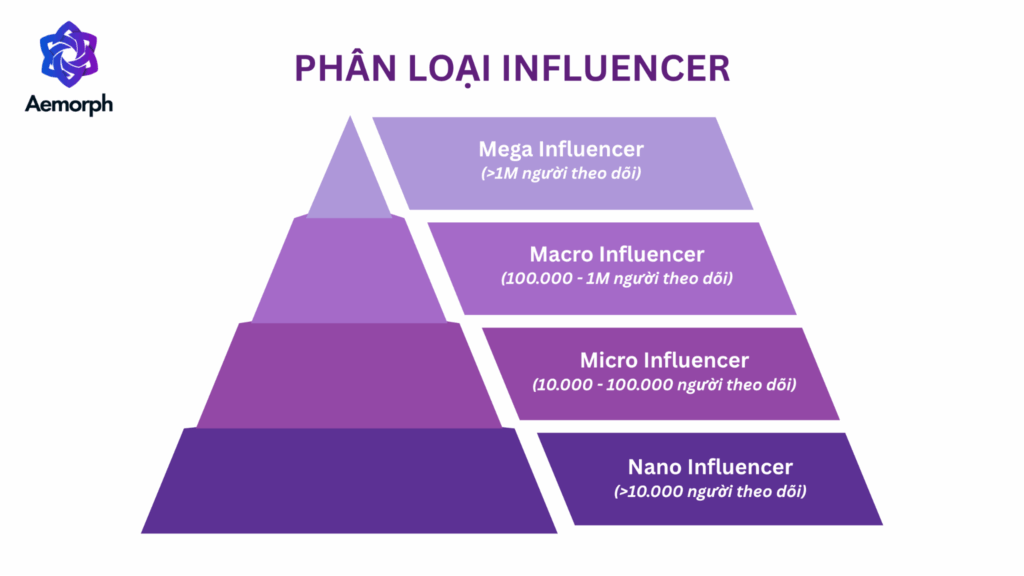 phân loại influencer theo lượng người theo dõi