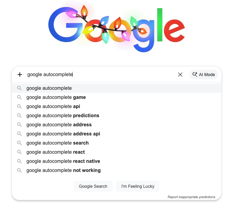 ảnh chụp màn hình minh hoạ google autocomplete